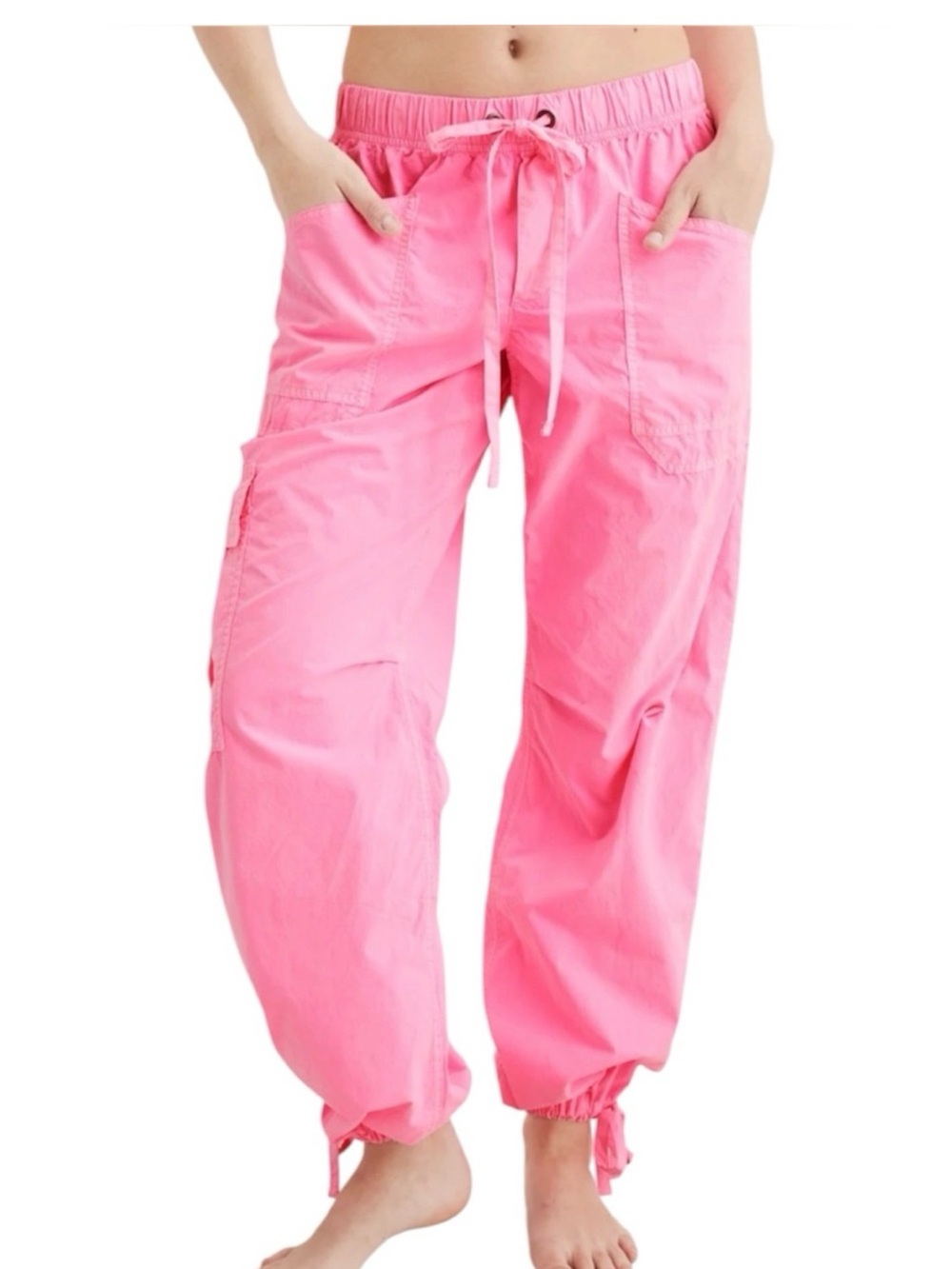 Aerie Avenue Neon Pink Cargo Jogger Pants NWT